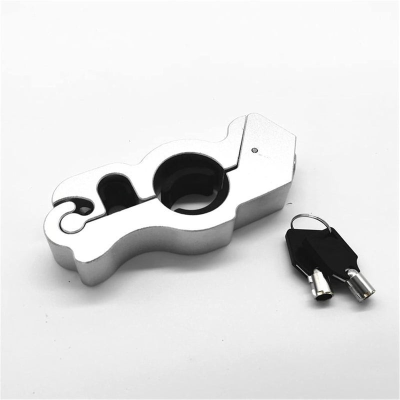 Motorcycle Handlebar Lock Aluminum Alloy Anti Theft Motorcycles Scooters Bike Alarm Brake Handlebar for Easy Storage & Transporting,Silver