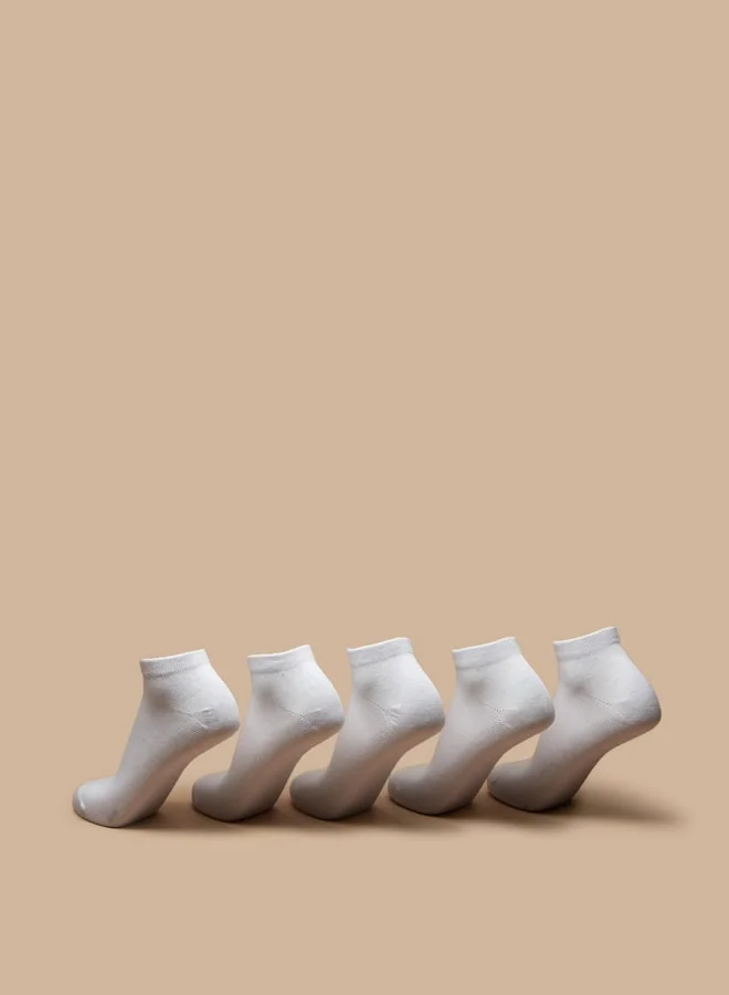 Celeste WHITE Women's Textured Ankle Length Socks - Set of 5 for Women | Best Price UAE