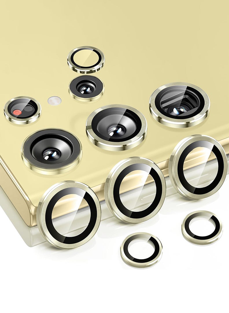Theodor S22 Ultra 5 Pcs Camera Lens Protector With 9H Tempered HD Glass Camera Cover Anti Scratch Aluminum Alloy Camera Ring, Titanium Gold - Image 1