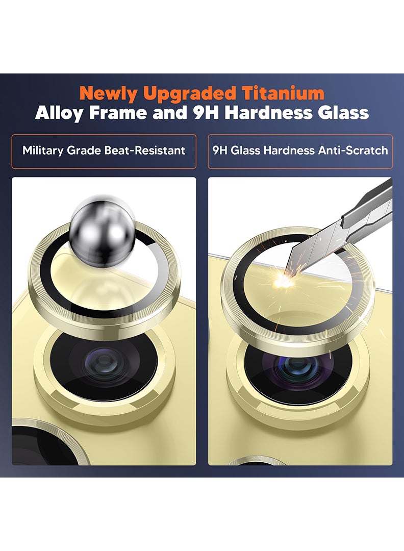 Theodor S22 Ultra 5 Pcs Camera Lens Protector With 9H Tempered HD Glass Camera Cover Anti Scratch Aluminum Alloy Camera Ring, Titanium Gold - Image 4