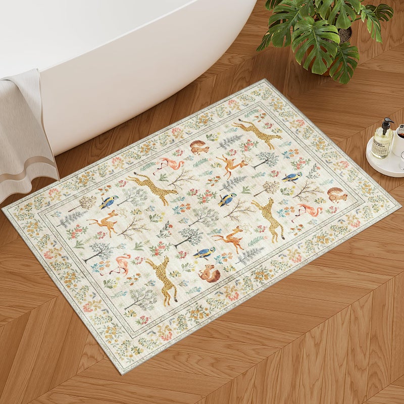 DUKINO 2x3 Rug, Washable Animal Rugs for Entryway, Non Slip Indoor Door Mat, Soft Low Pile Small Area Carpet for Entrance, Bedroom, Kitchen, Laundry, Bathroom, Beige - Image 5