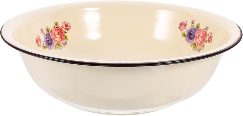 Cabilock Enamel mixing bowls Vintage Enamelware Washing Basin Kitchen Bowl Porcelain Egg Beating Bowl Plate Dish for Fruit Salad Pasta Dinner Random Style - Image 1