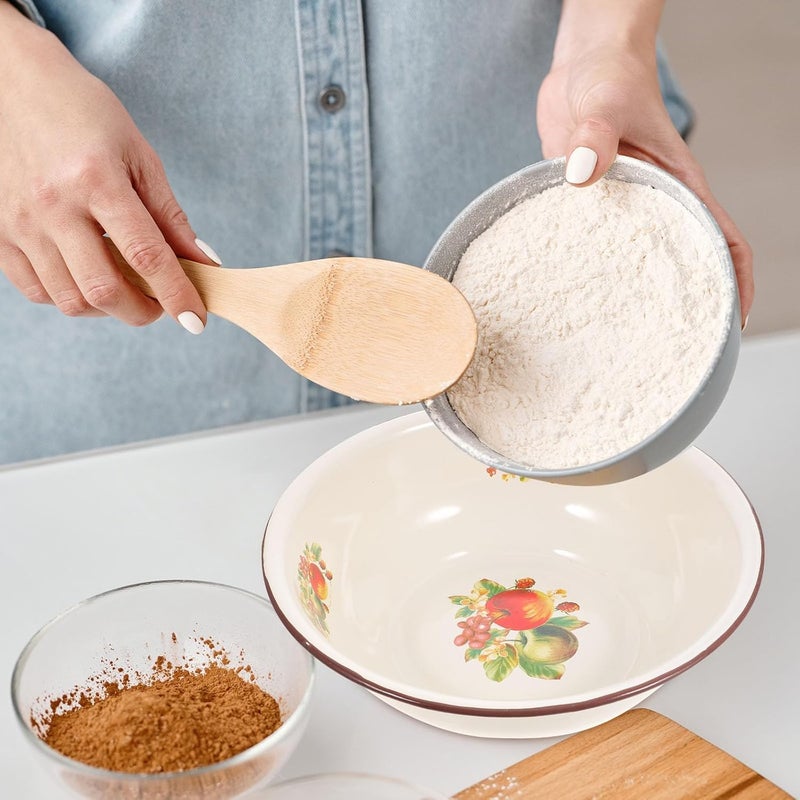 Cabilock Enamel mixing bowls Vintage Enamelware Washing Basin Kitchen Bowl Porcelain Egg Beating Bowl Plate Dish for Fruit Salad Pasta Dinner Random Style - Image 4