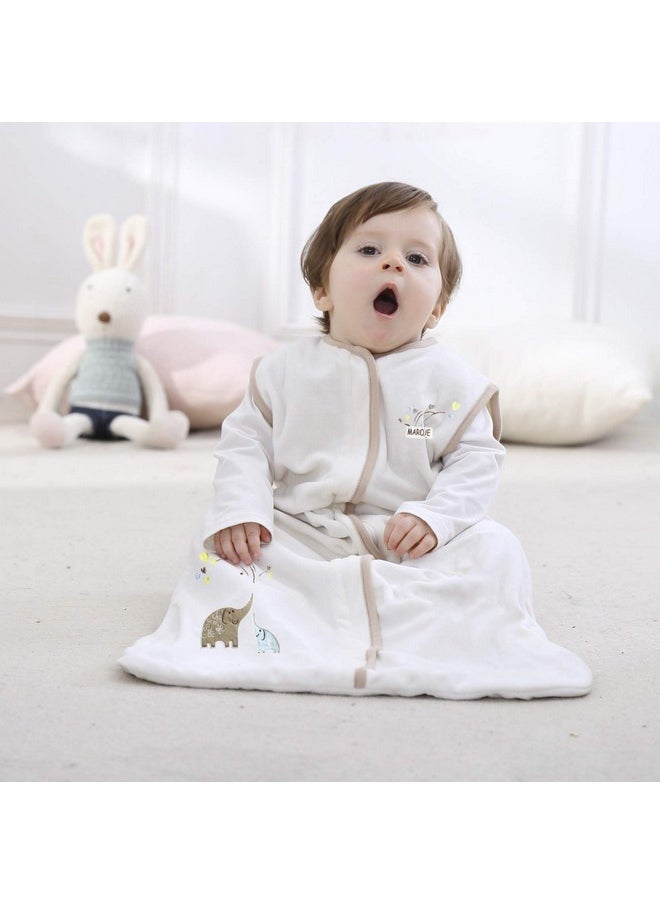 Marquebaby Unisex Baby Sleeping Bag Super Soft Baby Wearable Blanket Creamy Elephant Medium  - Image 3