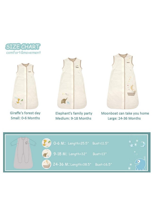 Marquebaby Unisex Baby Sleeping Bag Super Soft Baby Wearable Blanket Creamy Elephant Medium  - Image 5