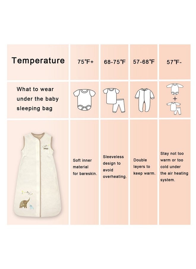 Marquebaby Unisex Baby Sleeping Bag Super Soft Baby Wearable Blanket Creamy Elephant Medium  - Image 4