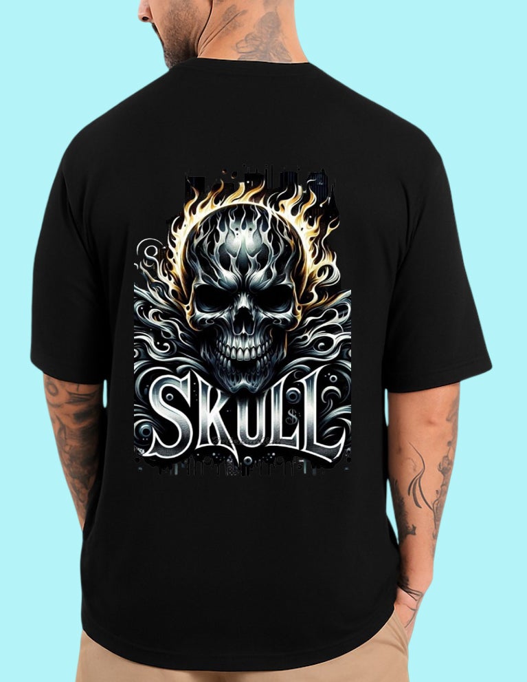 DIVIS Men's Black Graphic Skull T-Shirt - Image 1