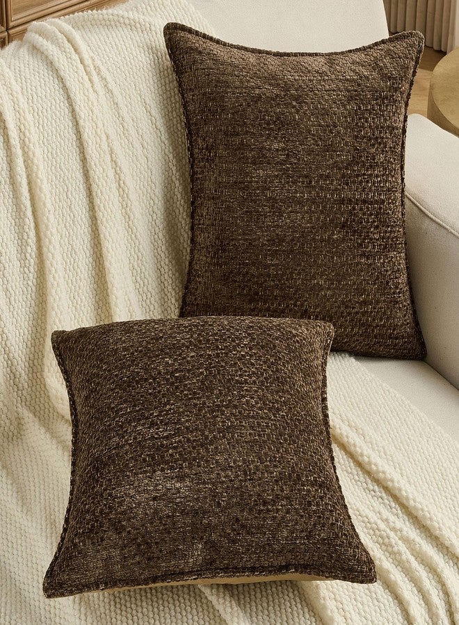FUTEI Dark Brown Decorative Throw Pillow Covers 18x18 Inch Set of 2,Soft Grainy Textured Cushion Cases,Modern Home Decor for Couch Bed Living Room - Image 5