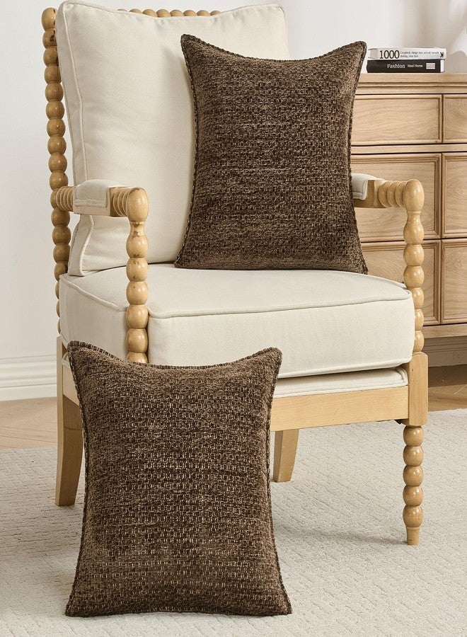 FUTEI Dark Brown Decorative Throw Pillow Covers 18x18 Inch Set of 2,Soft Grainy Textured Cushion Cases,Modern Home Decor for Couch Bed Living Room - Image 4
