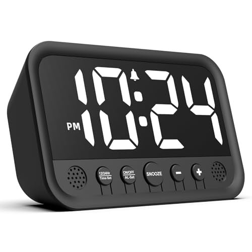 XUANZIT Small LED Digital Clock for Bedroom, Loud Alarm Clock for Heavy Sleepers Adults, Teens | Plug-In Electric Desk Clock | Simple Bedside Nightstand Clock with Adjustable Volume/Brightness/Snooze – White - Image 2
