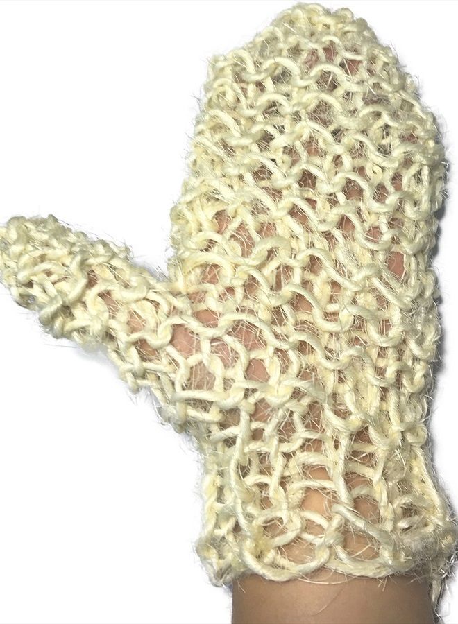 Mr.Cui'shop 2 PACK 100% Natural Exfoliating Sisal Fiber Loofah Glove Mitt Mitten - Bath Sponge Scrubber Remove Dead Skin - Great for Skin Care in the Bath - Spa or Shower For Human or Pets - Image 2
