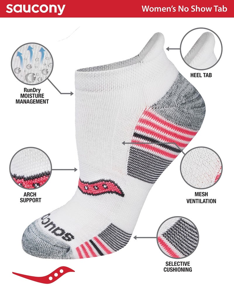 Saucony Women's RunDry Performance 8, 16 Pairs Heel Tab Athletic Socks, S-L, Grey Fashion (8 Pairs), Medium - Image 2