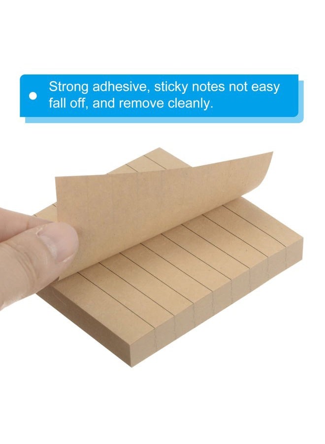 PATIKIL ملاحظات لاصقة 3 × 3 بوصة، عبوة 3 دفاتر ملاحظات فارغة مع خطوط وشبكات لاصقة ذاتيًا 80 ورقة/دفتر ملاحظات للمكتب المنزلي والأعمال، بني - Image 5