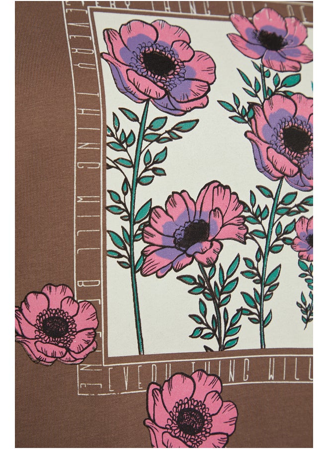 trendyol - Brown Printed Knitted T-Shirt TBBSS22TS1659 - Image 1