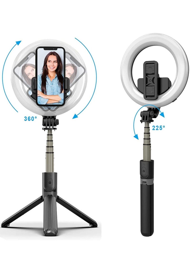 ELTRAZONE - Selfie Stick with Light, LED Ring Light Battery Powered with Tripod Stand, Wireless Remote & Phone Holder for Live Stream, Makeup, video, Compatible with iPhone, Android Phone - Image 1