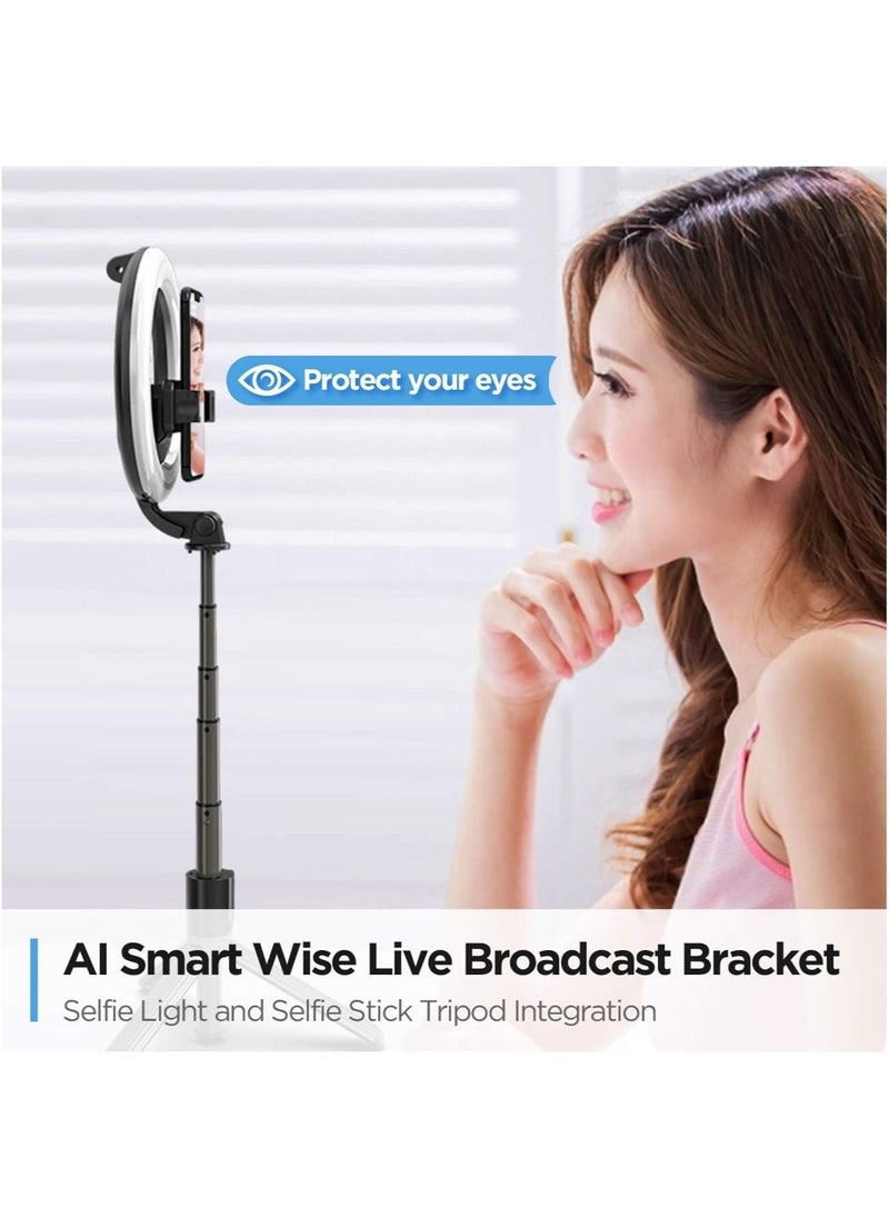 ELTRAZONE - Selfie Stick with Light, LED Ring Light Battery Powered with Tripod Stand, Wireless Remote & Phone Holder for Live Stream, Makeup, video, Compatible with iPhone, Android Phone - Image 1