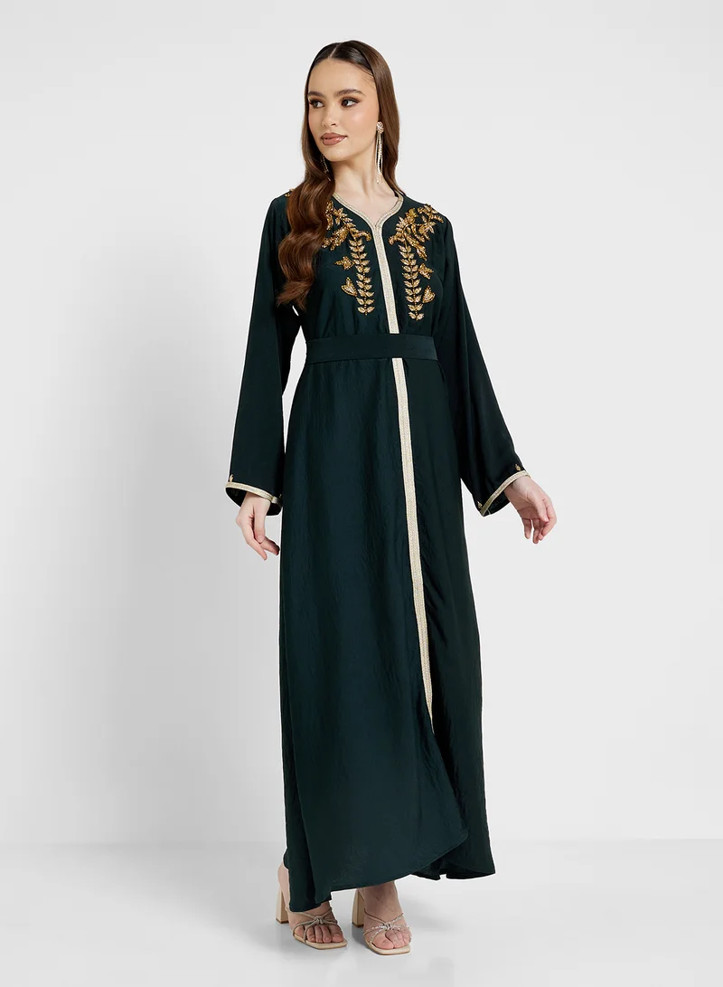hayas closet Embellished Jalabiya with Belt
