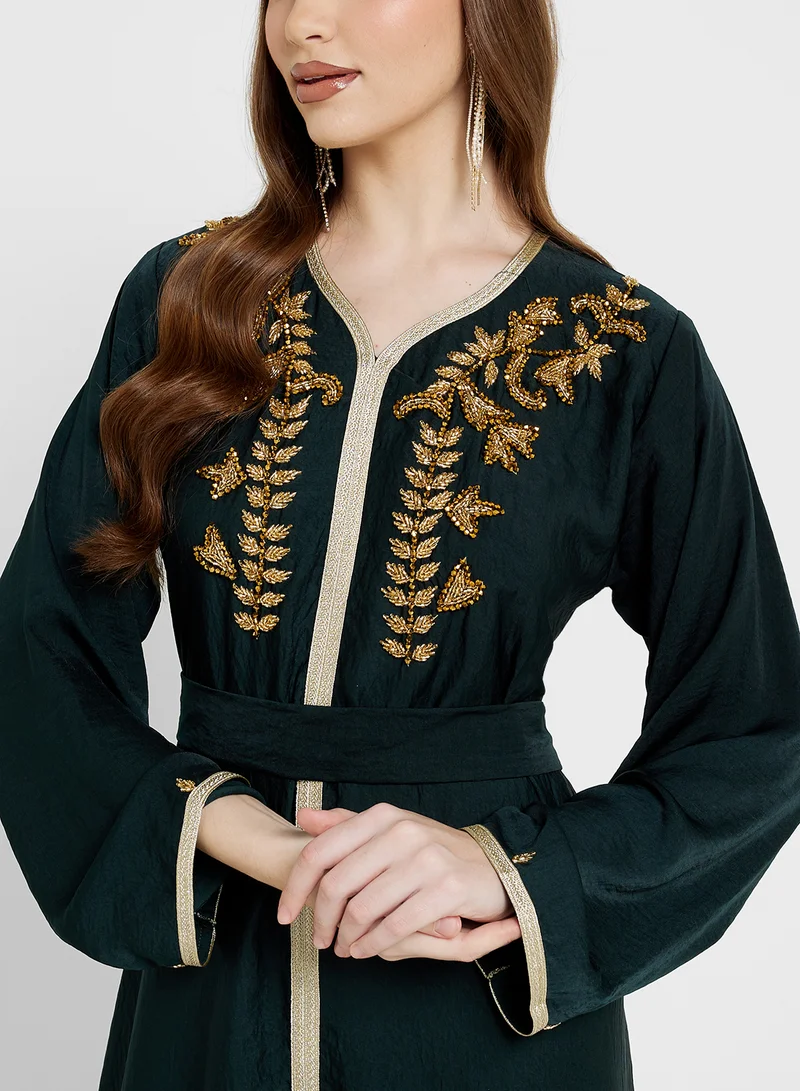 hayas closet Embellished Jalabiya with Belt