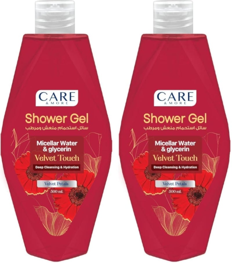 Care &amp; More Velvet Touch Micellar Shower Gel 500 ml (Pack of 2)