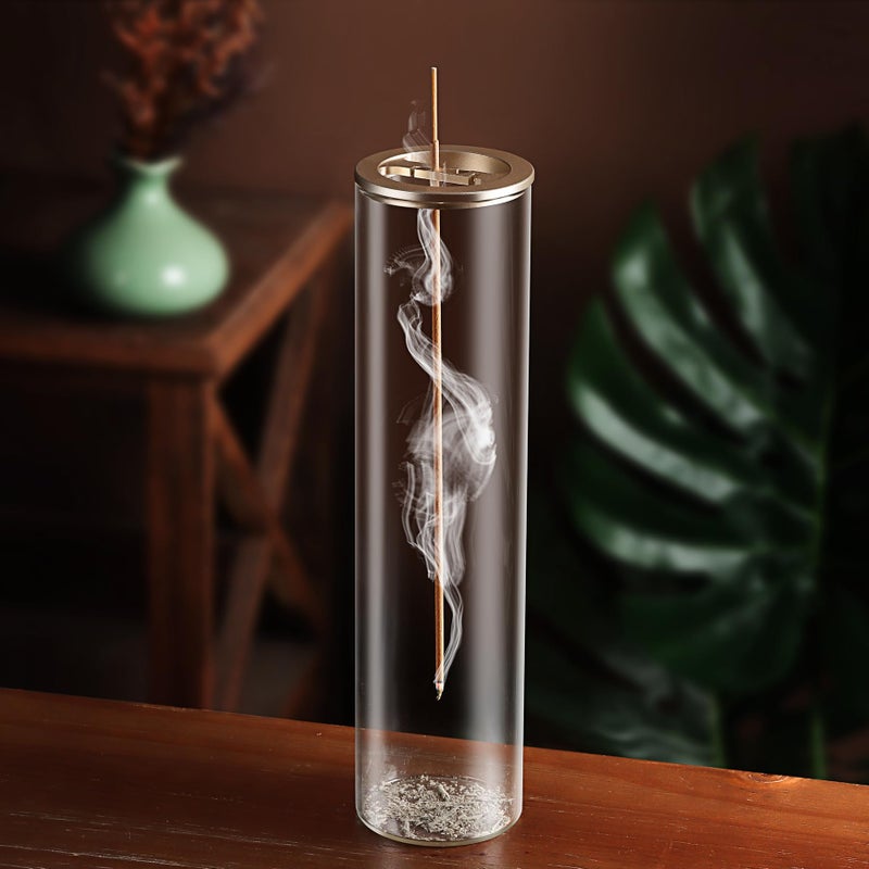 Eavida Incense Holder for Sticks [Anti-Ash Flying], Modern Insence-Stick Burner Holder with Removable Glass Ash Catcher, for Home Decor Yoga Meditation - Image 1