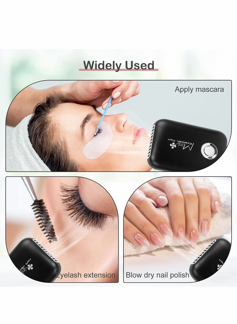Excefore USB Mini Fan, Eyelashes Fan Bladeless Rechargeable Portable Cooling Fan Mini Handheld Fan Eyelash dryer Air Conditioning Blower for Eyelash Extension Supplies, Black  - Image 3