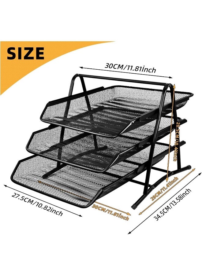 MOMENT 3-Tier Paper Tray, Desktop Organizer, 3 Layer A4 Metal Tray Office Desk Organiser, Paper File Storage, Workspace, Office, Black - Image 2