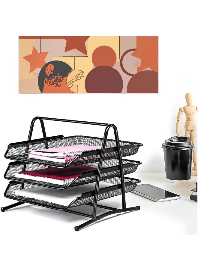 MOMENT 3-Tier Paper Tray, Desktop Organizer, 3 Layer A4 Metal Tray Office Desk Organiser, Paper File Storage, Workspace, Office, Black - Image 5