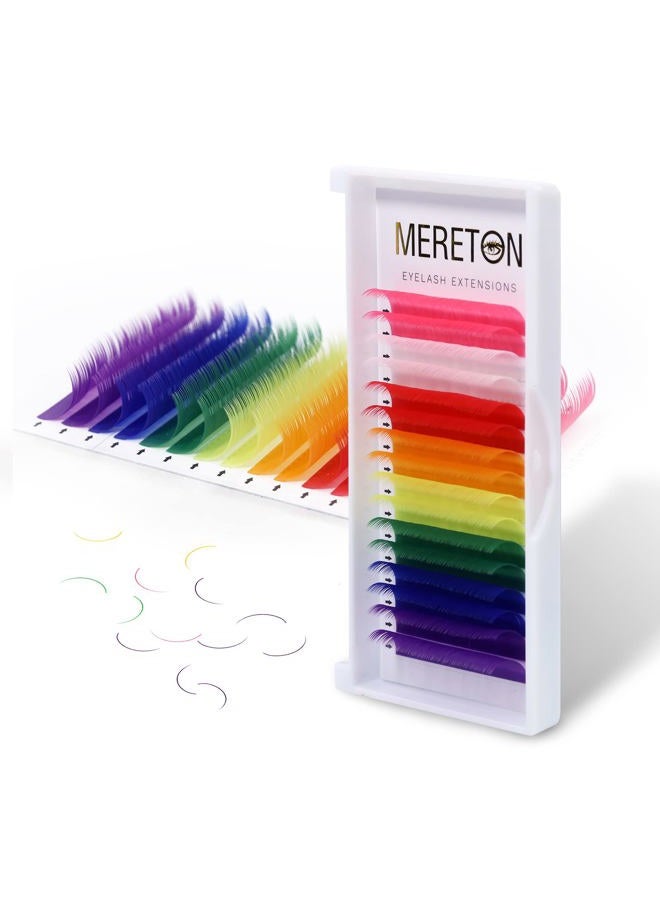 MERETON 16 Rows Colored Lash Extensions White Pink Red Golden Yellow Green Blue Purple Mix Color 0.07mm D Curl Color Lashes Extension Individual Single Classic Eyelash Extensions(0.07 D 17mm) - Image 1