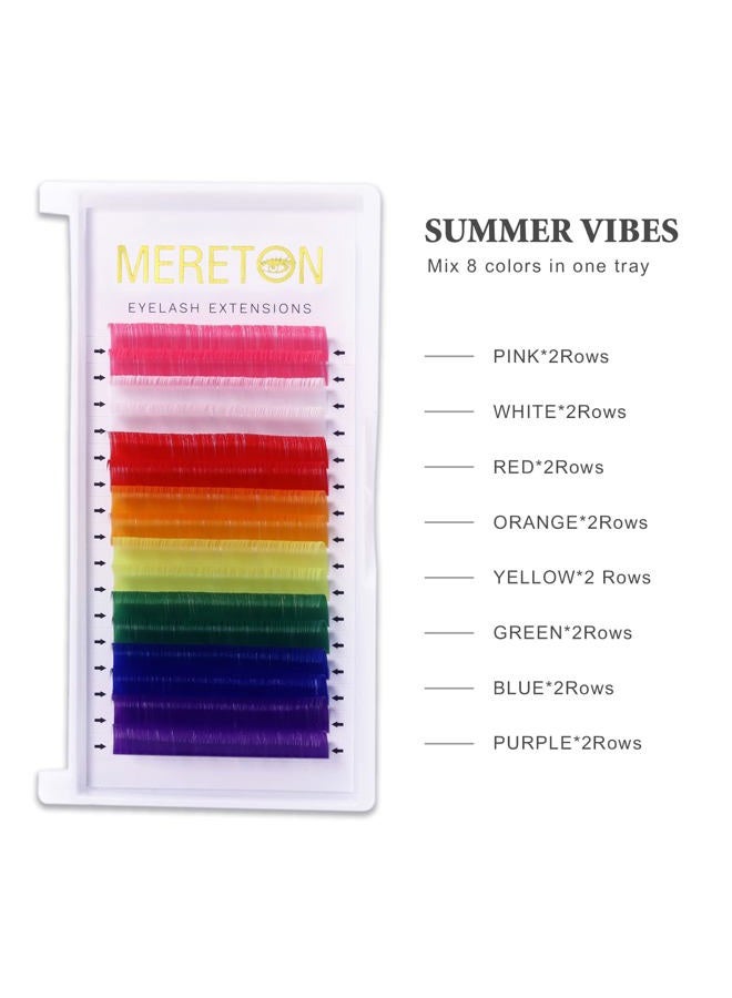MERETON 16 Rows Colored Lash Extensions White Pink Red Golden Yellow Green Blue Purple Mix Color 0.07mm D Curl Color Lashes Extension Individual Single Classic Eyelash Extensions(0.07 D 17mm) - Image 2