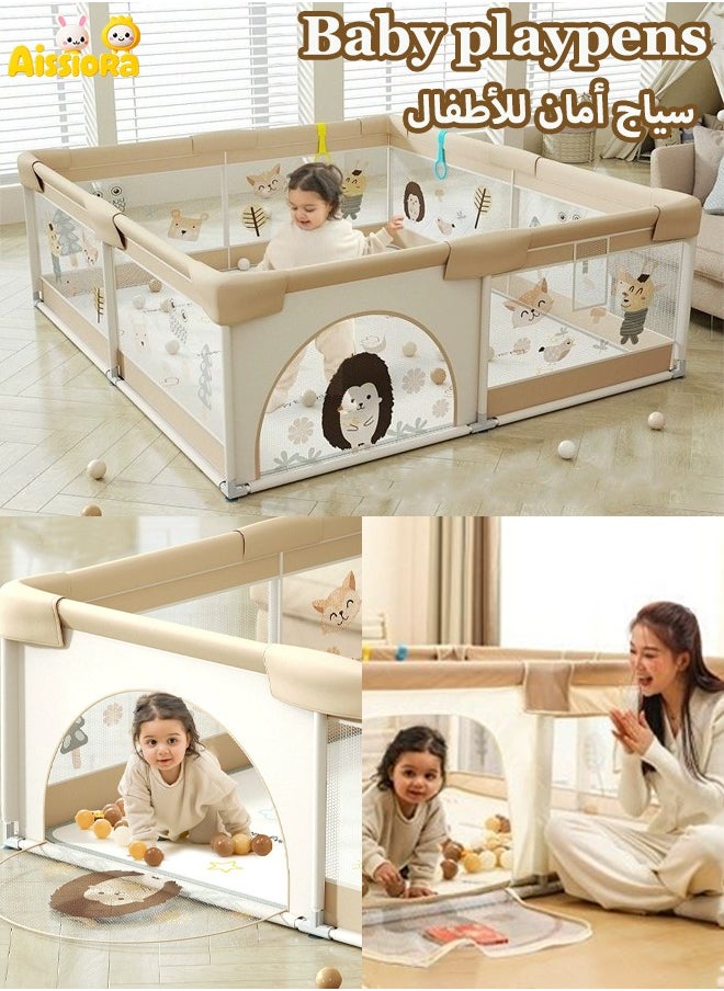 آيسيورا سياج الطفل ، سياج حماية الطفل ، سياج سلامة الطفل ، منطقة ترفيهية متينة ، منع الاصطدام والسقوط ، كوب شفط التعزيز السفلي ، مناسبة للأطفال للعب وتعلم المشي ، 150 × 180 سم  - Image 1