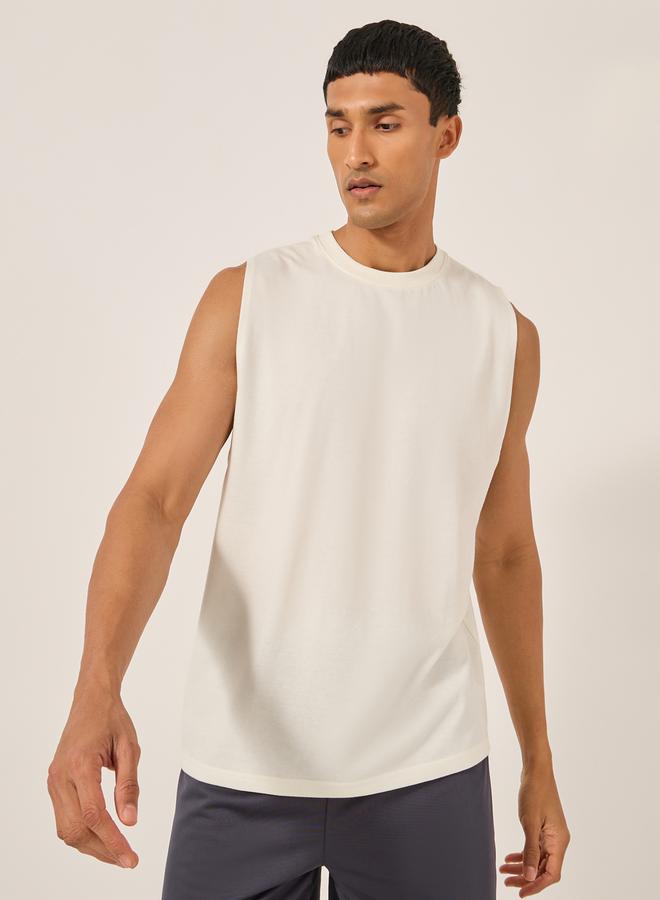 Styli Graphic Back Print Drop Armhole Sleeveless T-Shirt  - Image 1