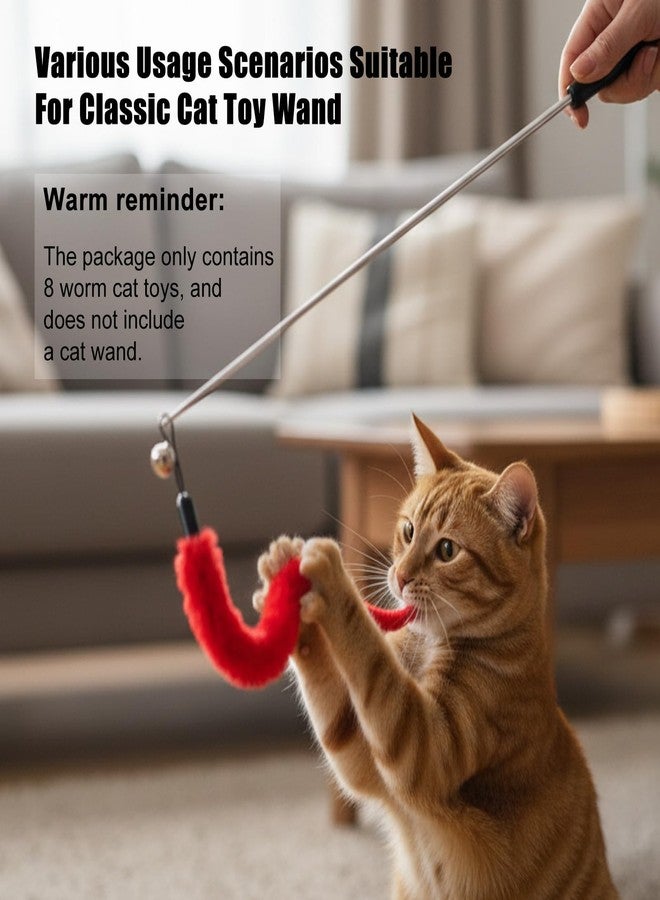 Larrel 16PCS Cat Worm Toy Replacement, Cat Wand Toy Accessories, Soft Worm Cats Toys Teaser with Bell, Fuzzy Worms Toys Attachments Replacements for Indoor Cats and Kitten (8 Colors) - Image 3