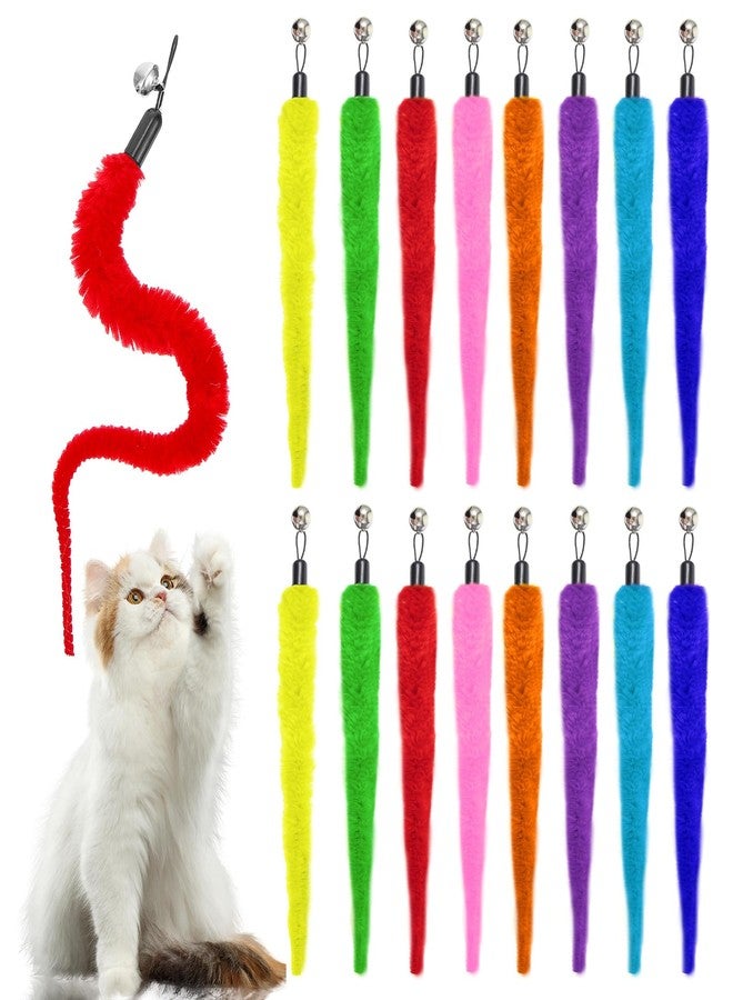 Larrel 16PCS Cat Worm Toy Replacement, Cat Wand Toy Accessories, Soft Worm Cats Toys Teaser with Bell, Fuzzy Worms Toys Attachments Replacements for Indoor Cats and Kitten (8 Colors) - Image 1