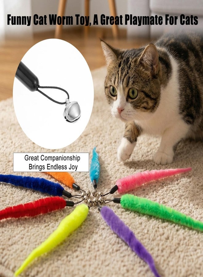 Larrel 16PCS Cat Worm Toy Replacement, Cat Wand Toy Accessories, Soft Worm Cats Toys Teaser with Bell, Fuzzy Worms Toys Attachments Replacements for Indoor Cats and Kitten (8 Colors) - Image 4