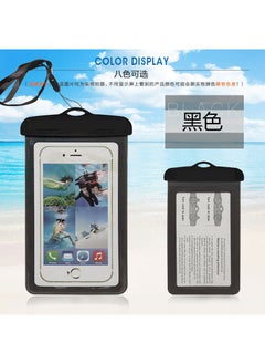 Transparent mobile phone waterproof bag touch screen PVC waterproof mobile phone case swimming hot spring photo large screen mobile phone bag Black