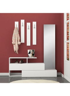 Mourah Home Ramda Hall Stand & Shoe Cabinet - 8 Pairs - White - 2 Years Warranty  - Image 1