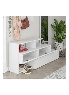 Mourah Home Ramda Hall Stand & Shoe Cabinet - 8 Pairs - White - 2 Years Warranty  - Image 2