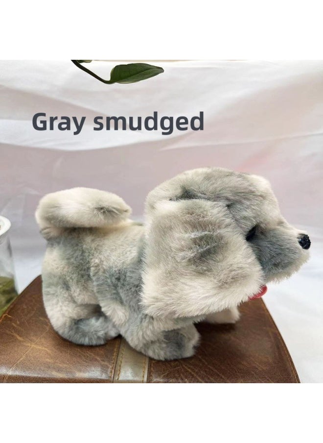 Plush Electric Toy Dog Simulation Electronic Pet Doll Dog Walking Tail Wagging Bell Children's Toy Dog-Color:Gray Smudged  - Image 1