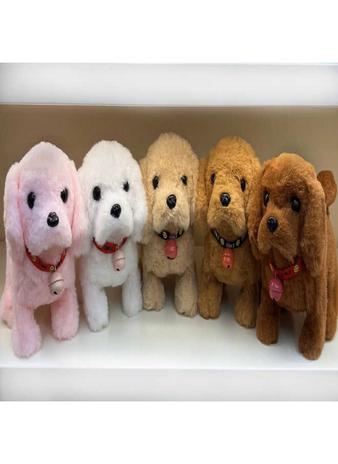Plush Electric Toy Dog Simulation Electronic Pet Doll Dog Walking Tail Wagging Bell Children's Toy Dog-Color:Gray Smudged  - Image 2