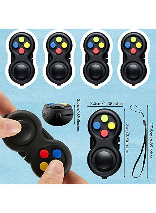 Skylety - 4 Pieces Fidget Game Controller Pad Keychain Fidget For Adults Teens Mini Handheld Cam Fidget Pad Cube Anxiety And Stress Relief Sensory Toy With 8 Fun Features And Lanyard (Charming Color) - Image 1