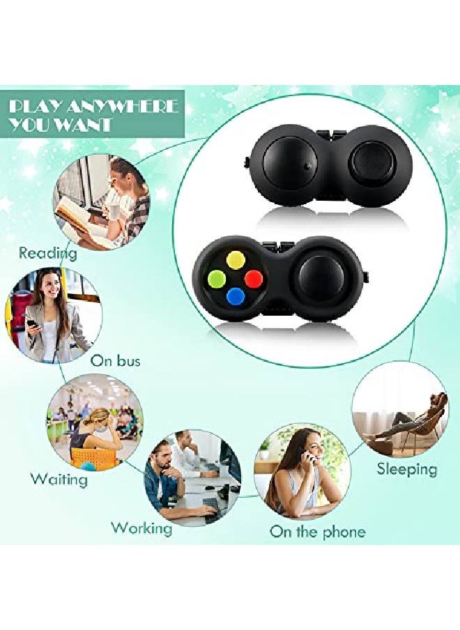 Skylety - 4 Pieces Fidget Game Controller Pad Keychain Fidget For Adults Teens Mini Handheld Cam Fidget Pad Cube Anxiety And Stress Relief Sensory Toy With 8 Fun Features And Lanyard (Charming Color) - Image 1