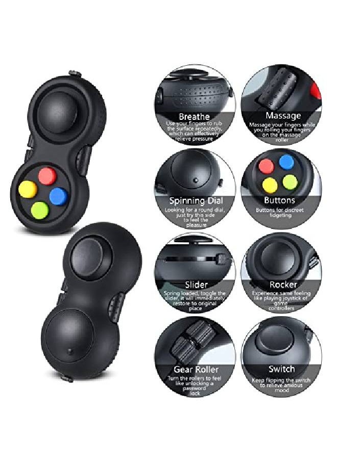 Skylety - 4 Pieces Fidget Game Controller Pad Keychain Fidget For Adults Teens Mini Handheld Cam Fidget Pad Cube Anxiety And Stress Relief Sensory Toy With 8 Fun Features And Lanyard (Charming Color) - Image 1