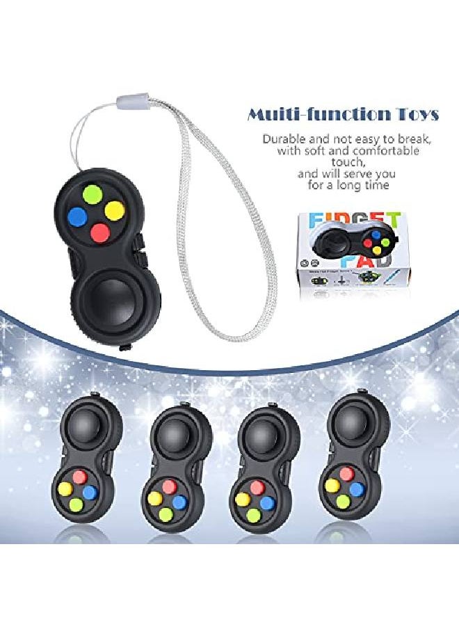 Skylety - 4 Pieces Fidget Game Controller Pad Keychain Fidget For Adults Teens Mini Handheld Cam Fidget Pad Cube Anxiety And Stress Relief Sensory Toy With 8 Fun Features And Lanyard (Charming Color) - Image 1