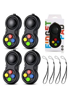 4 Pieces Fidget Game Controller Pad Keychain Fidget For Adults Teens Mini Handheld Cam Fidget Pad Cube Anxiety And Stress Relief Sensory Toy With 8 Fun Features And Lanyard (Charming Color)