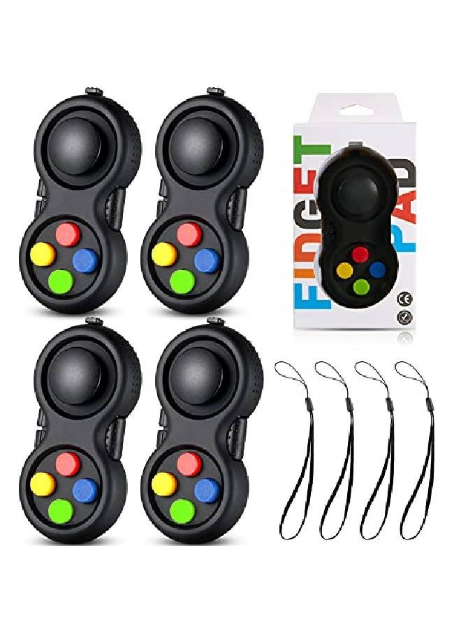 Skylety - 4 Pieces Fidget Game Controller Pad Keychain Fidget For Adults Teens Mini Handheld Cam Fidget Pad Cube Anxiety And Stress Relief Sensory Toy With 8 Fun Features And Lanyard (Charming Color) - Image 1