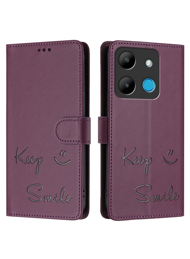Zaboon Case For Infinix Smart 7 X6515 Smile Embossing RFID Leather Phone Case - Image 3