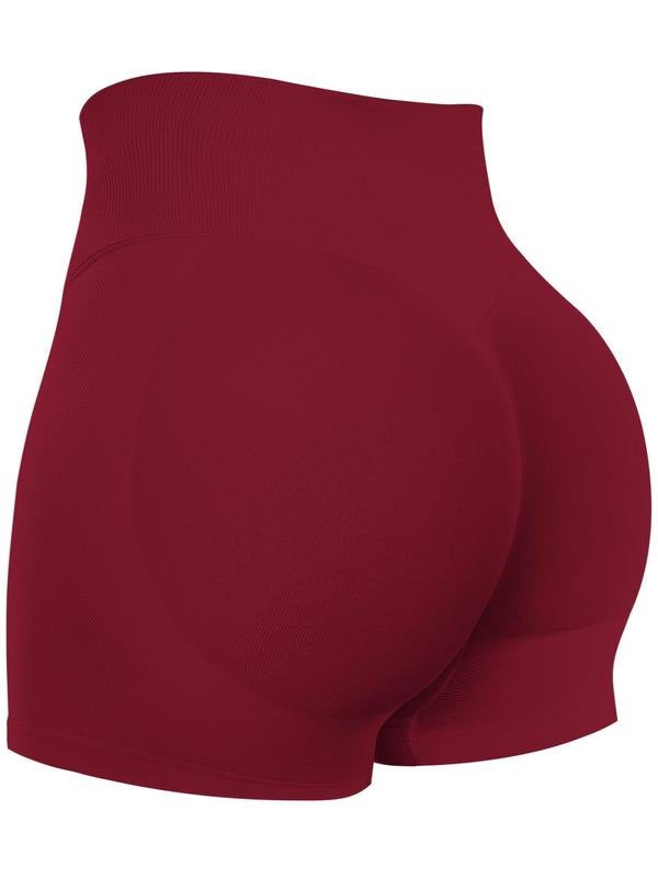 Generic 2025 European and American Seamless Tight High Waist Yoga Shorts Peach Hip Lifting Fitness Pants Running High Elastic Sports Shorts Ffyd50re # Burgundy