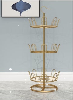Rotating Shoe Rack Iron Shoe Tree Rack Vertical Circular Shoe Rack Rotating Shoe Rack Rotating Circular Shoe Storage Rack Gold 3 Layers