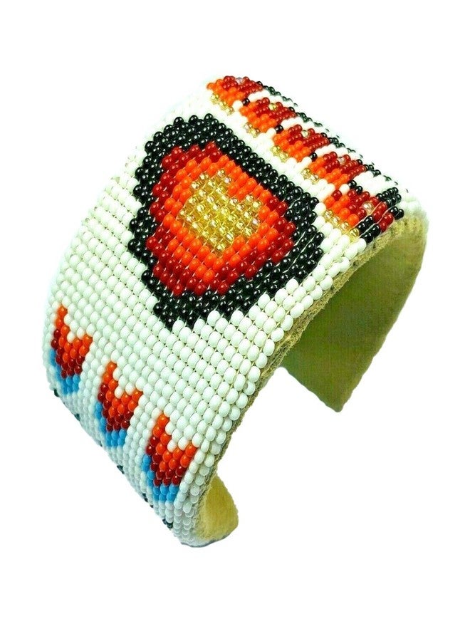 BeadsCorner Seed Beads Beaded Cuff Bracelet (White Paw) - Image 1
