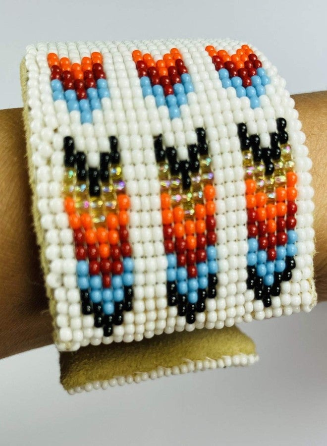 BeadsCorner Seed Beads Beaded Cuff Bracelet (White Paw) - Image 2